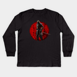 Japanese Dark Samurai Kids Long Sleeve T-Shirt